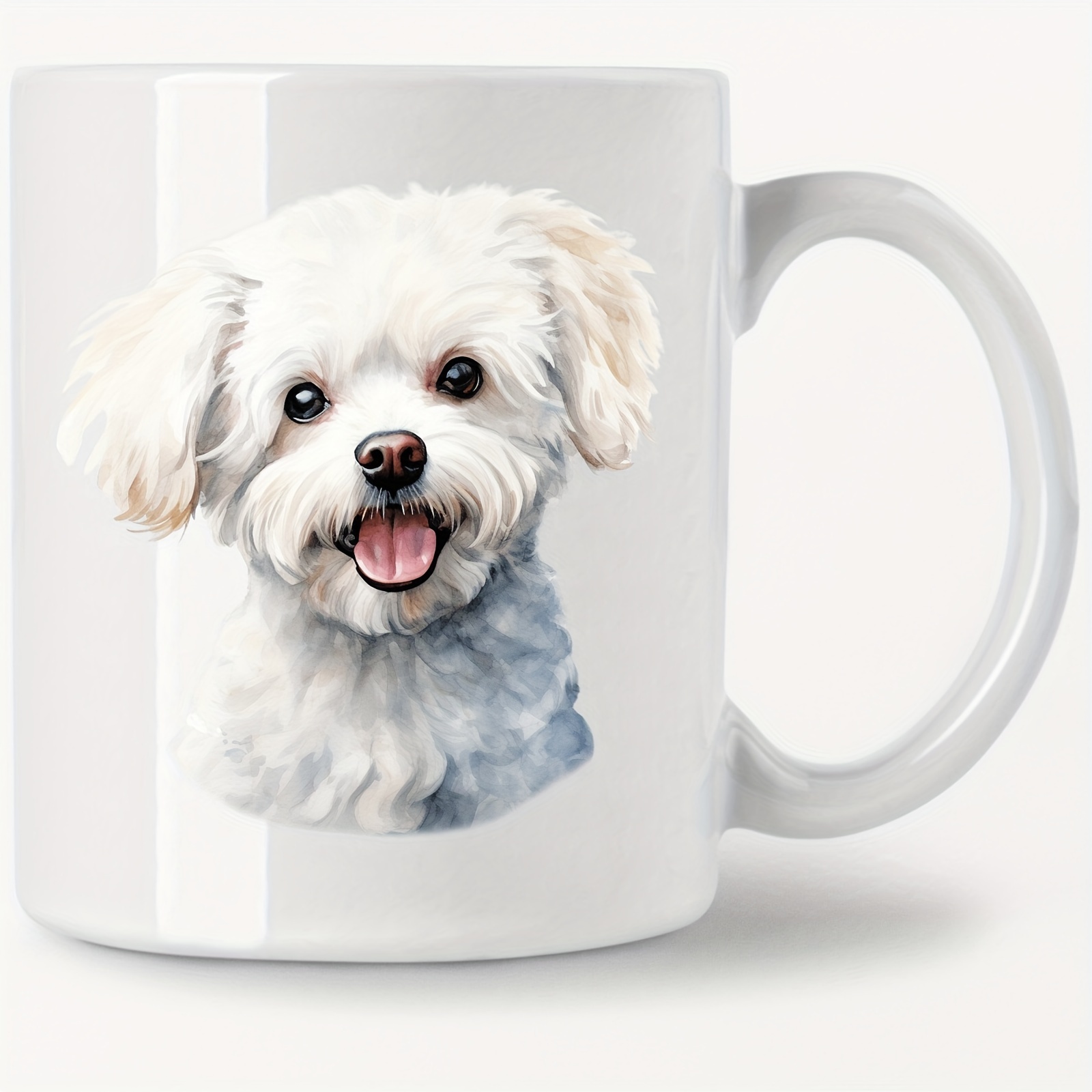 

Ceramic Dog-themed Coffee Mug - 11oz Bichon Frise Print, Dual-sided Design, Microwave & Dishwasher Safe, Novelty Drinkware For Hot And Cold Beverages, Ideal Gift - 1pc