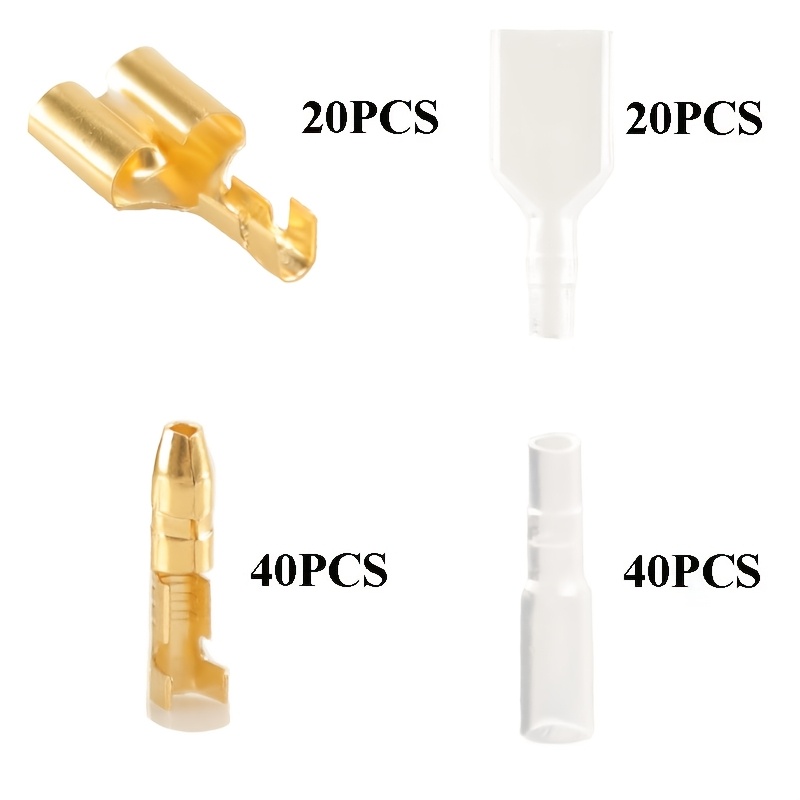 TEMU 120 connettori a testa a proiettile da 4.0 mm -, terminali di accoppiamento elettrici con manicotto isolante, connettori per cavi auto