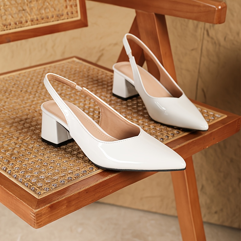 women's pointed toe block heel pumps elegant minimalist Temu Ireland