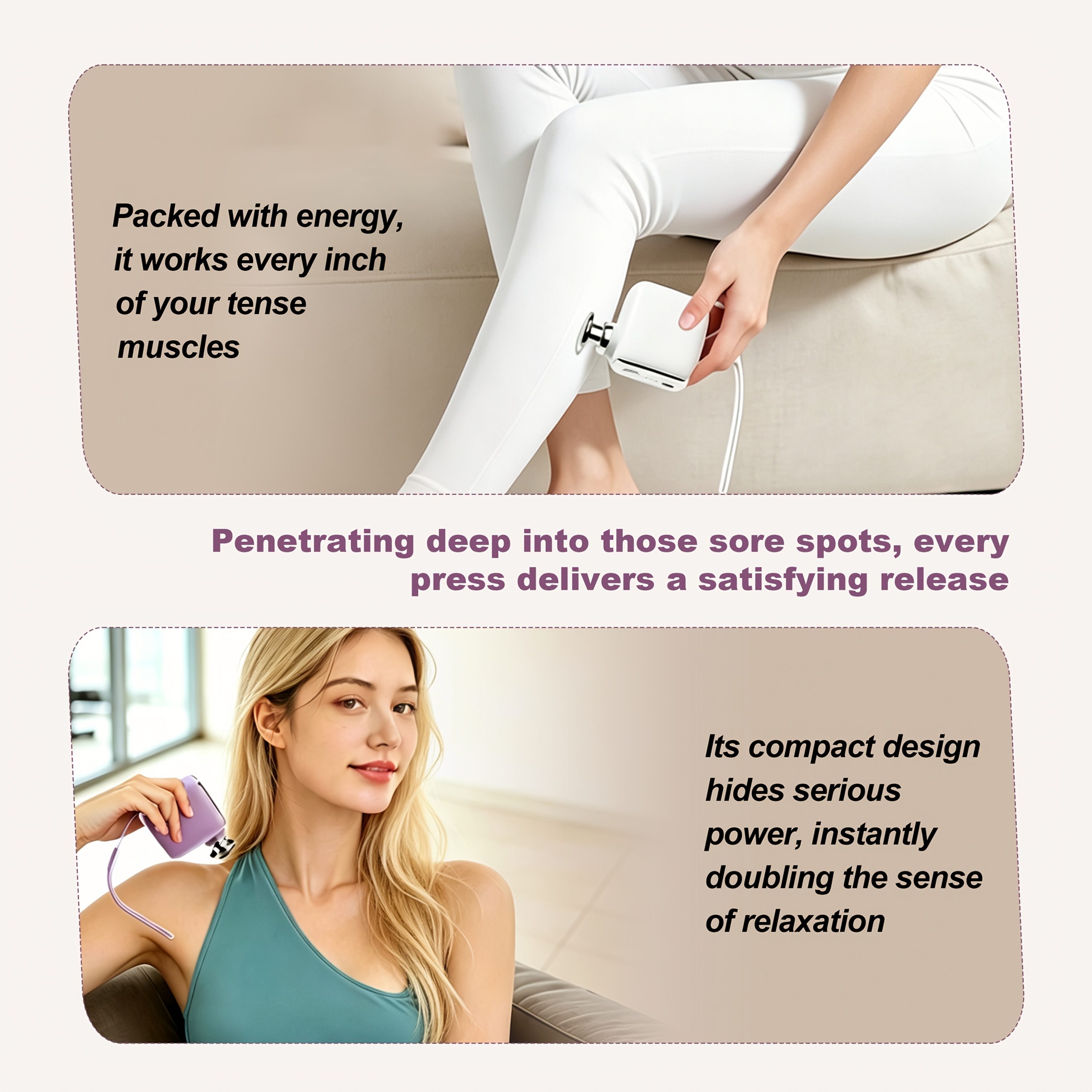 usb rechargeable pocket size percussion massage gun   3 silicone replacement heads multi   auto shut off   operation shoulder neck back and leg massager portable and convenient for on the go relaxation details 8