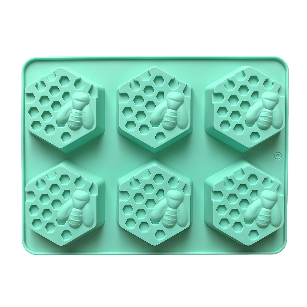 TEMU 1 molde de silicona hexagonal de 6 agujeros y 6 lados con forma de abeja para hacer jabón, colgante de resina, manualidades para hacer jabón y