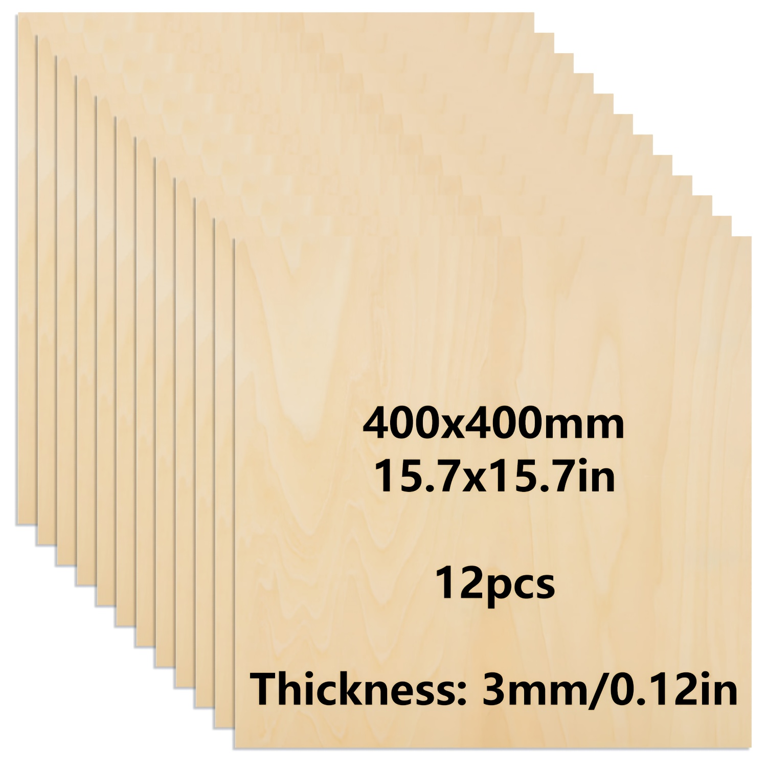 Image of 4/8/12 Pack 3mm Thickness Plywood Sheets, 15.7 X 15.7 Inch Craft Wood Boards For Architectural Model Material, Wood Carving, Pyrography, Wood Burning, Drawing, Painting, Diy Craft Projects