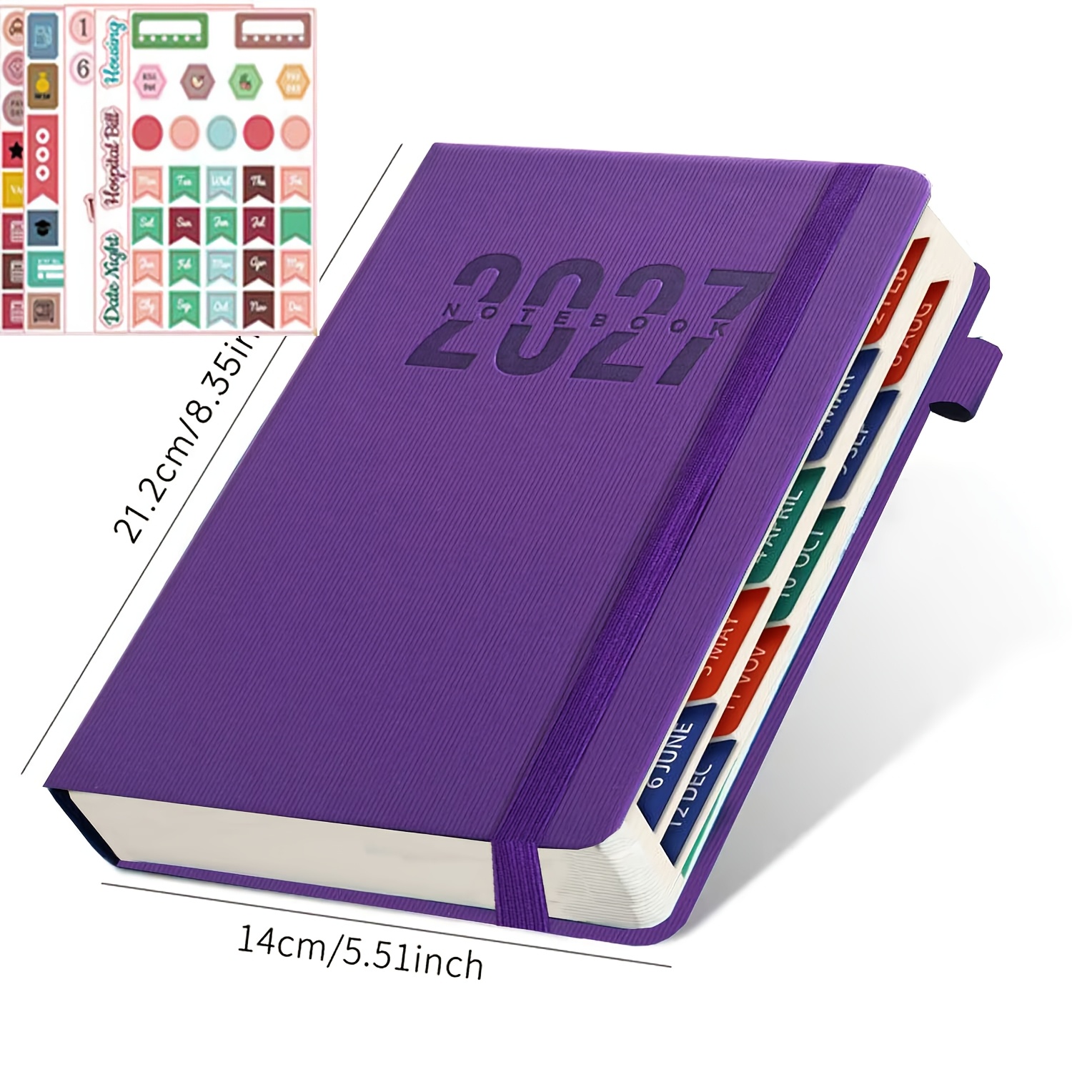 TEMU 8 Colors Available, A5 Hardcover Planner With 5 Included Stickers, 2027 New Calendar Journal, Planner, Time Management Notebook, -boosting