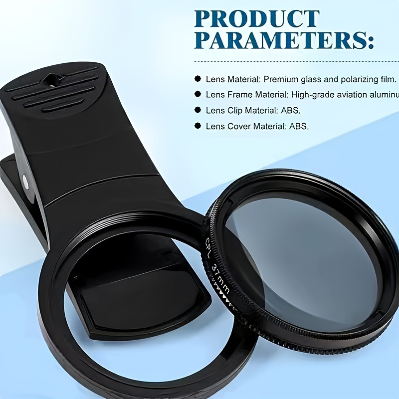 

37mm Circular Polarizer Cpl Lens Filter Attachment With Clip - High-grade Aluminum Alloy Frame, Premium German Glass, Reflection Reduction, Ideal For Photographing Jewelry And Gemstones