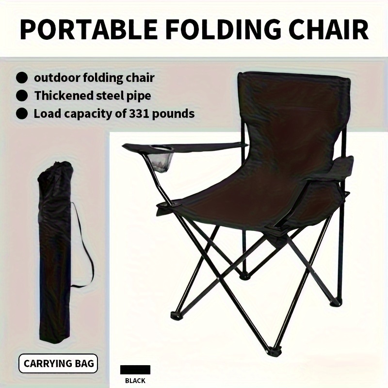 Lot de 4 chaises de plage pliables légères avec sac de transport et porte-gobelet - Cadre durable, idéales pour les loisirs en plein air et la pêche, siège portable, design compact, rangement facile, tissu de haute qualité, chaises pliables, parfaites pour les amateurs de pique-nique