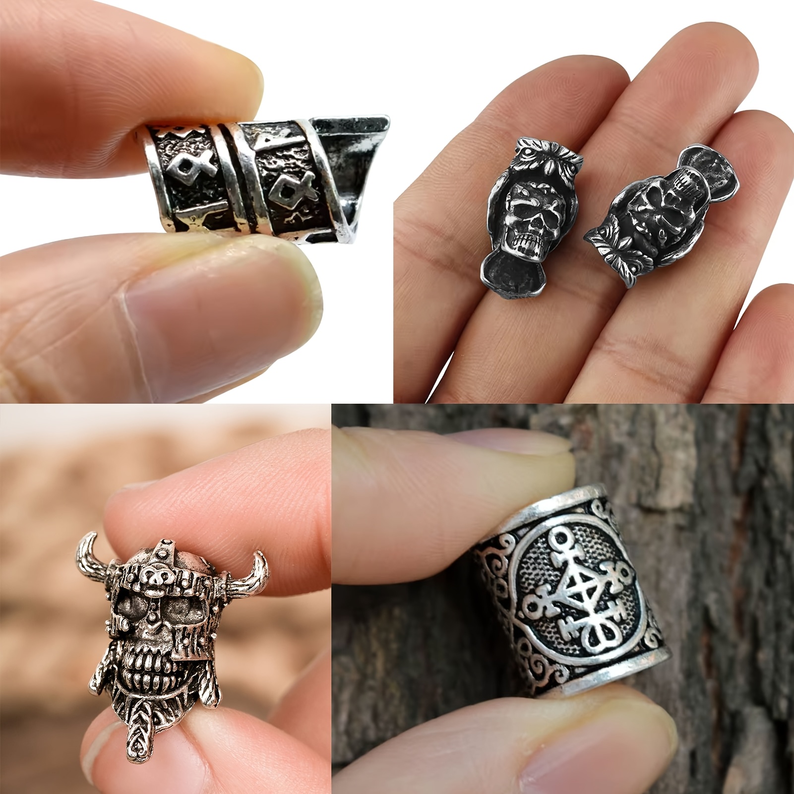 7 шт. набор аксессуаров для костюма викинга в скандинавском стиле - заколки для волос из нержавеющей стали, манжеты, спирали и кольца для мужчин и женщин -   подходит для плетения, завивки и хэллоуин-у подробные сведения 3