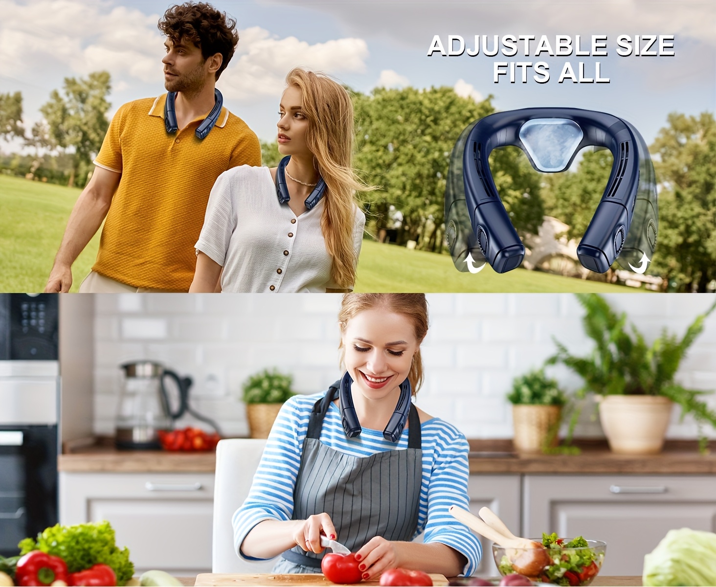Upgraded 5200mAh neck air conditioner fan, ultra-light portable rechargeable neck fan, personal cooling device neck fan, cooling, 3-speed fan adjustable, LED digital hands-free fan suitable for kitchen, fitness, travel, camping, work | Fashion gift