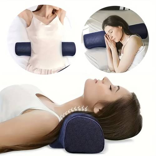 1pc memory foam pillow neck cervical pillow for ergonomic orthopedic neck support pillow for side back and stomach sleepers with breathable pillowcase bedding supplies travel pillow