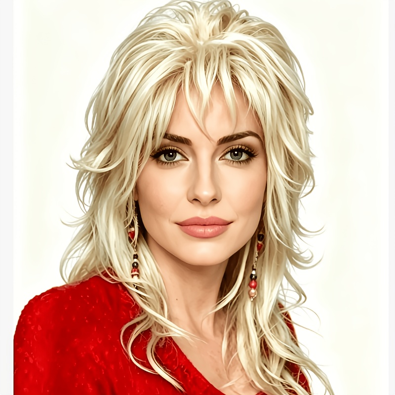 TEMU Long Fluffy Curly Hairstyle Blonde Layered Synthetic Wigs Women And , Party Wig