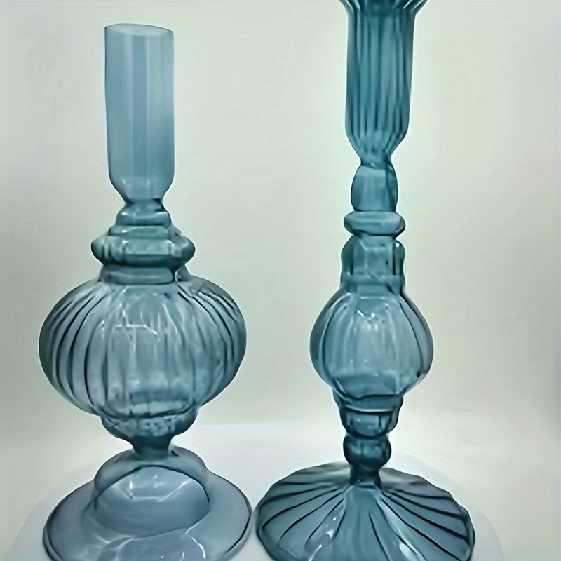 

Set Of 2 Candleholder, Ribbed , Decor, For Dining & Decoration,