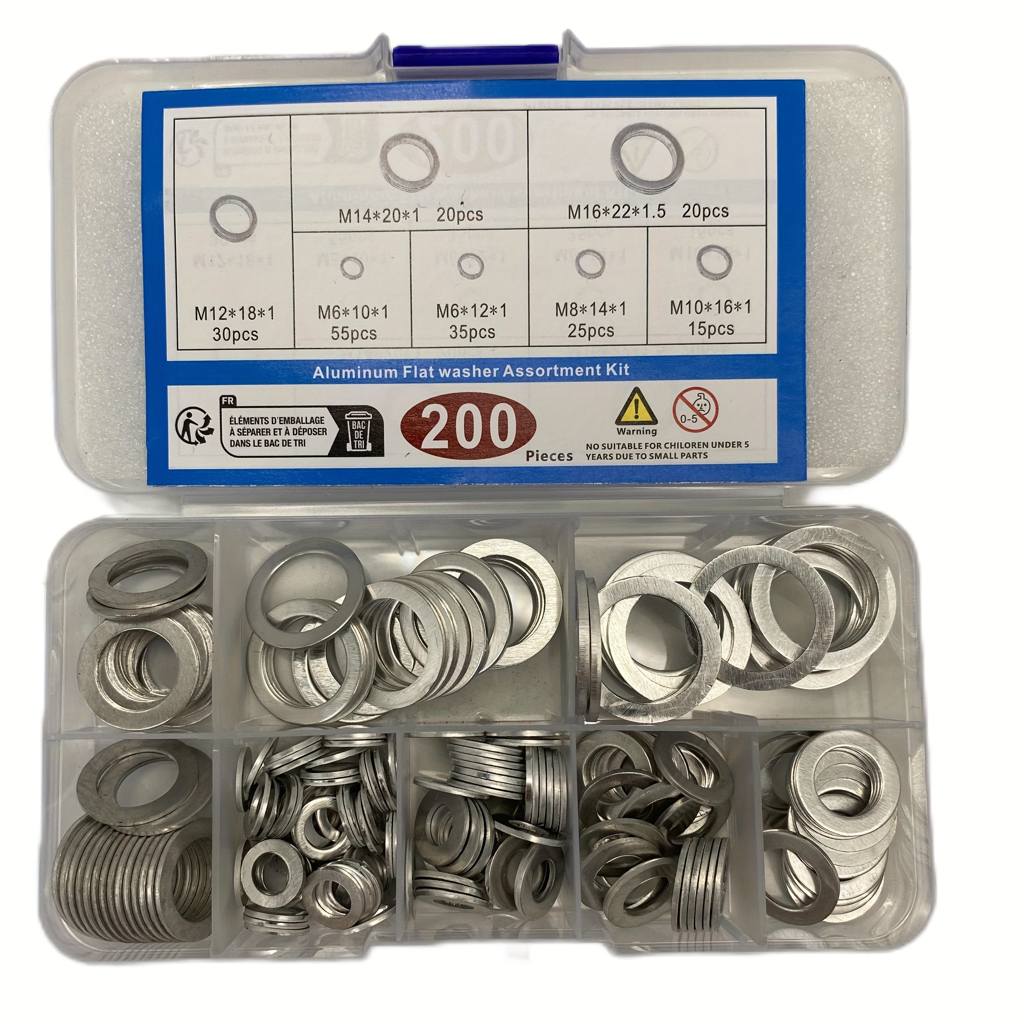 TEMU 200pcs Aluminum Crush Washer Oil Seal Gasket Set, Compatible With 10/12/14/16/18/20mm For Accord /crv Alternatives, Includes Engine Parts