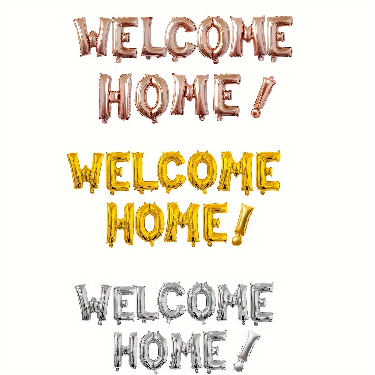 

Welcome Home Letter Balloons Set - 13 Pcs Aluminum Film Balloon Decorations For Retirement, Communion, Parties, And More - 14+ Age Group - No Electricity Required