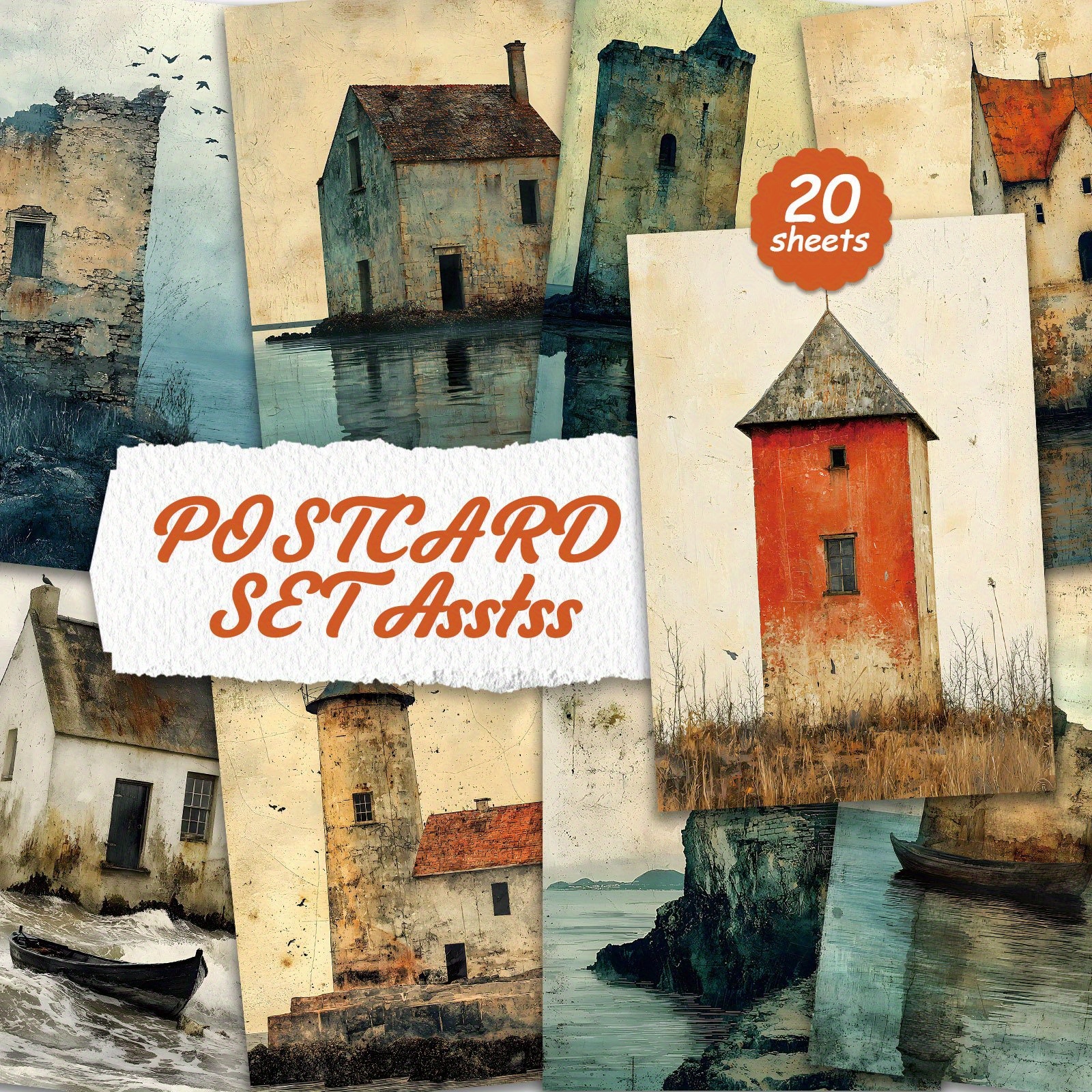 TEMU Un set di 20 cartoline commemorative paesaggistiche architettoniche, con superficie liscia, per scrapbooking, diari creativi, biglietti d',