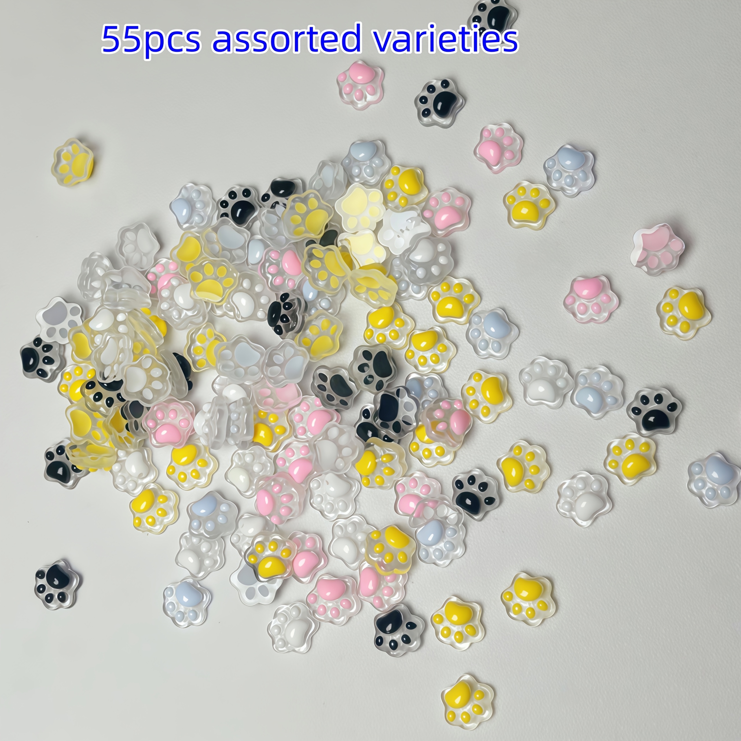 E-shop 230 Stück/55 Stück Hochwertige Leuchtperlen in Katzenpfoten-Form, Ideal für DIY-Schmuck, Handyhüllen-Accessoires, Haarspangen-Dekorationen,