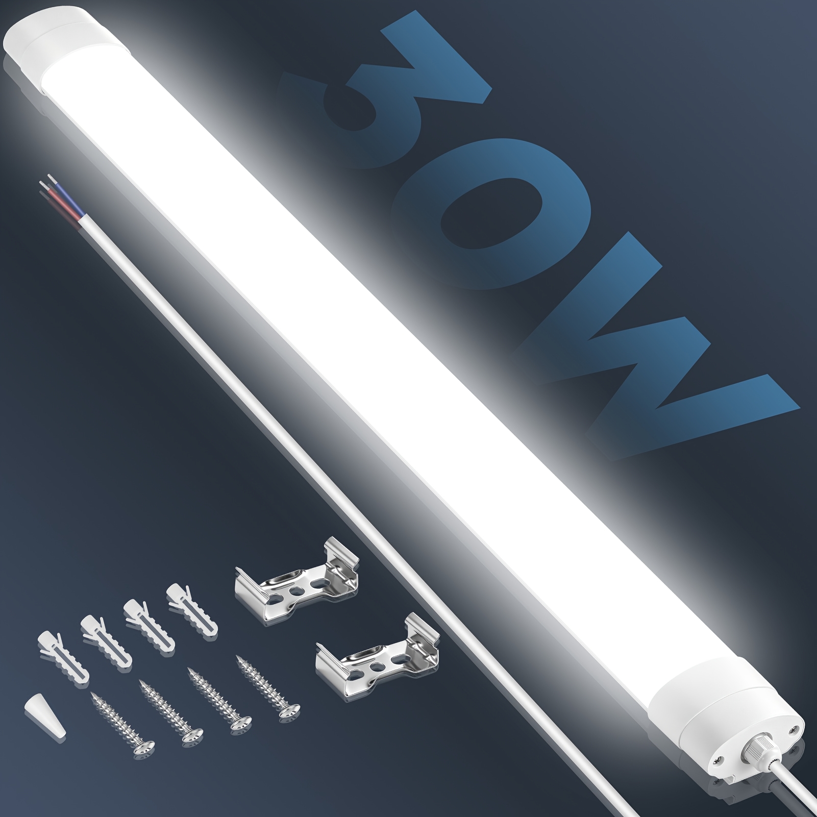 Image of 2pcs 3ft Led Batten Lights 30w 3600lm , Led Tube Light, 90cm Long Strip Light, 6500k Selectable Ceiling Mount Tube Lights, Shed Garage Lightinging For Kitchen Office Workshop