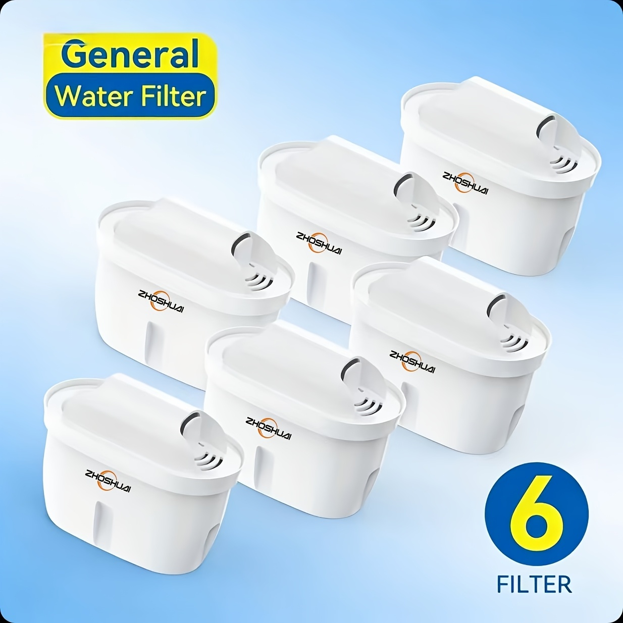TEMU 6-pack Household Water Filter Kettle Cartridges, . Suitable For Filter Kettles And Regular Water Jugs. Long-lasting Reduce Levels, Limescale And
