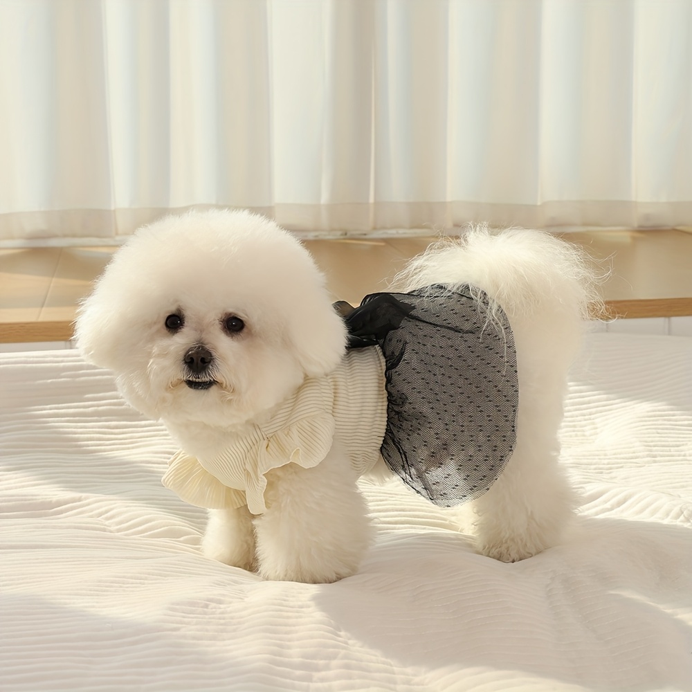 Image of And Summer Retro Couple Outfit Bow Skirt Bear Teddy Pug Dog Clothes Pet Cat Clothes
