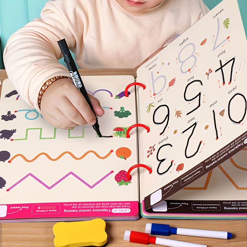 

de cahiers de réutilisables Montessori : Entraînement au du stylo et d'éducation au , stylo effaçable et recharges, le développement des compétences en écriture dès le âge