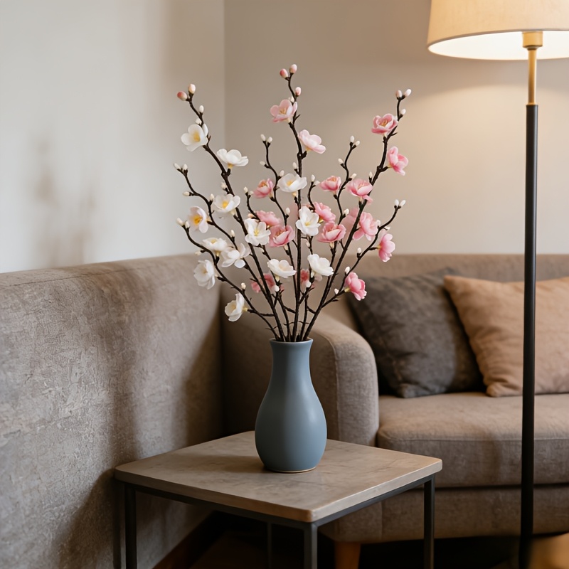 Image of 6pcs Large Artificial Cherry Flowers - Suitable For Valentine's Day, Easter, Mother's Day, Flexible For Dining Table, Mantelpiece, Garden, Vase Not Included