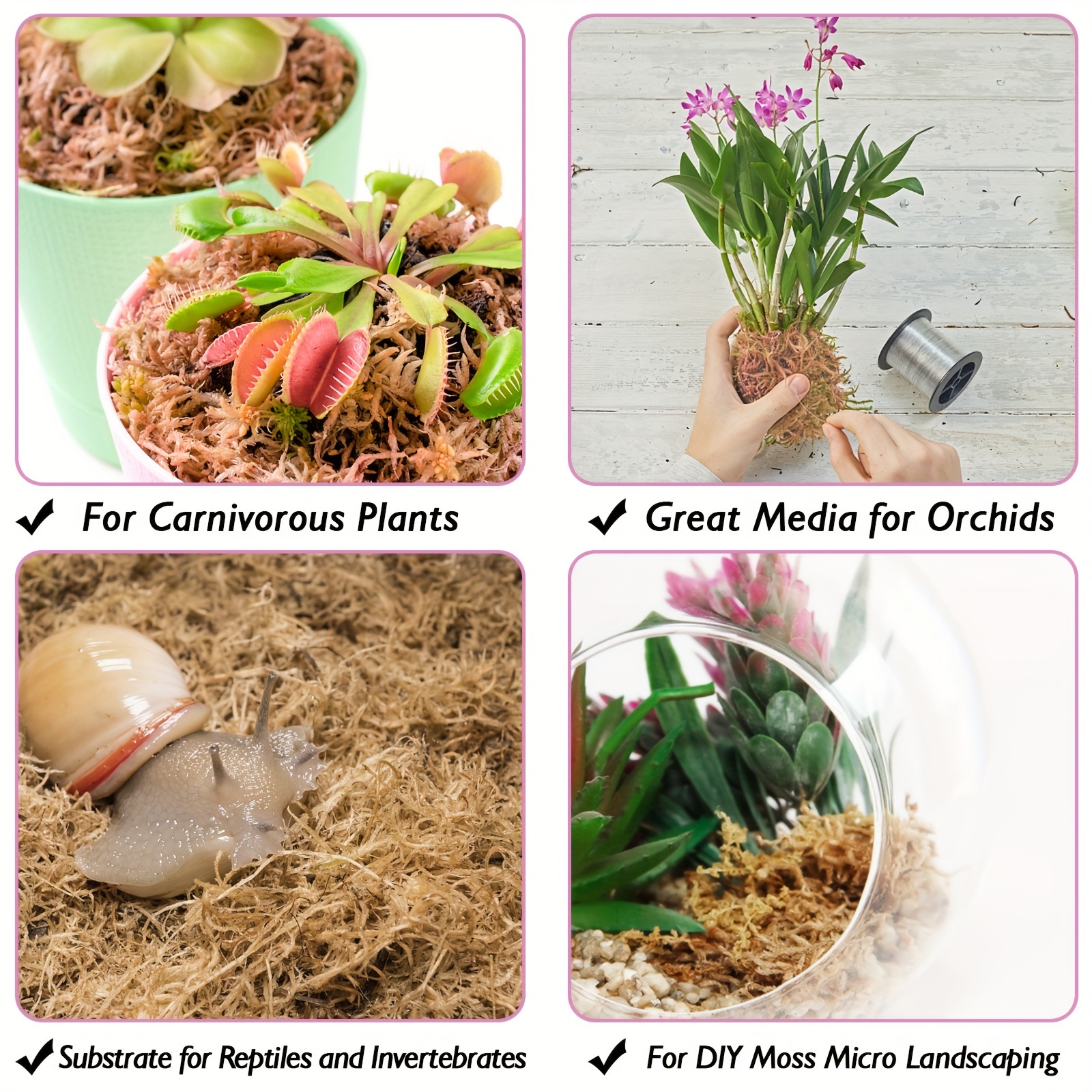 2 2lbs Natural Sphagnum Moss For Plants 40 Qt Premium Dried Long Fiber