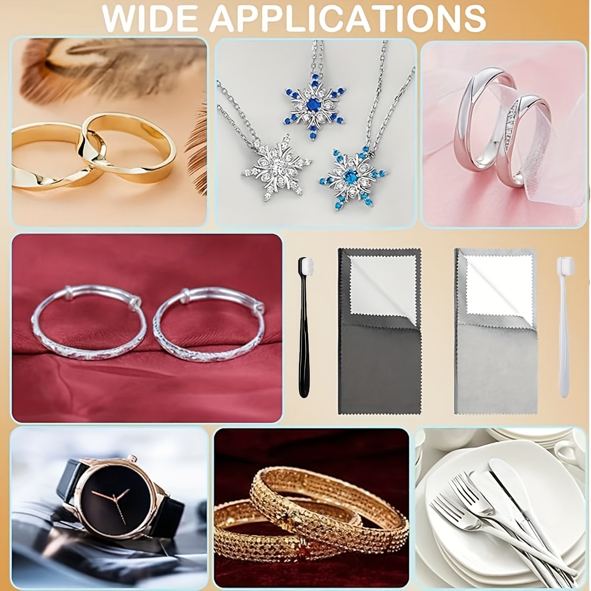 Jewelry Cleaning Cloth and Brush Set for Care