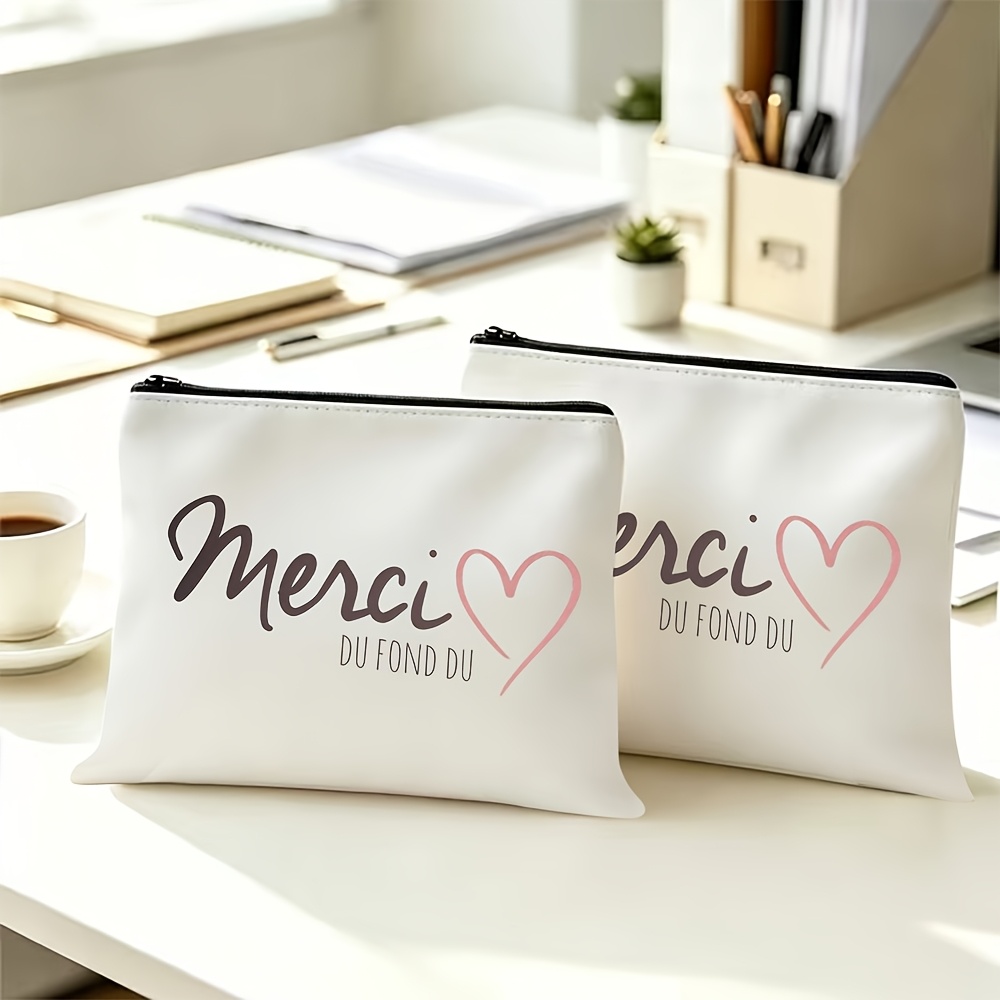 TEMU 2pcs Du Fond Du Cœur Sacs de Cosmétique Imprimés de Cœur, Sacs Cosmétiques pour Femmes, Trousse de Toilette, Pochettes Organisatrices de Voyage,