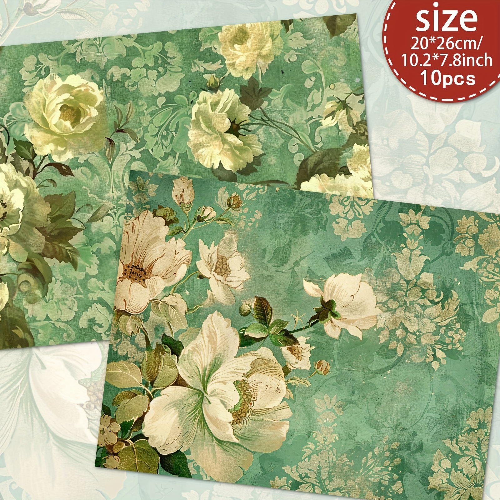 TEMU 10 Sheets A4 Vintage- Flower Scrapbooking Paper Set, Handcrafted Junk Journal And Decorative Craft Paper, Craft Supplies Scrapbooking Supplies,