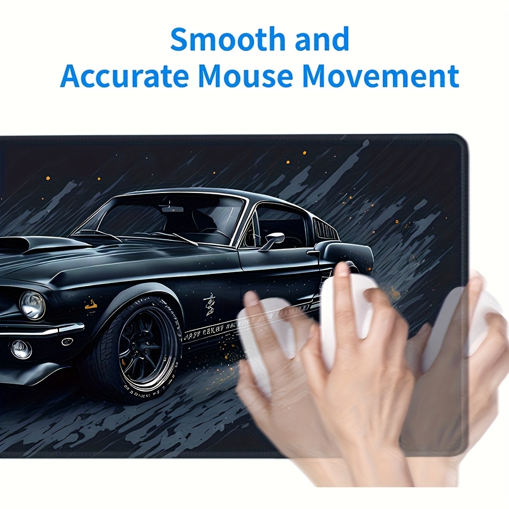 Large Muscle Car Gaming Mouse Pad with Non-Slip Rubber Base, Extended Desk Mat for Keyboard and Mouse, Vibrant Black & Orange Artwork, Perfect Gift for Car Enthusiasts, Gaming Desk Accessory, Gaming Desk Mat | Vibrant Desk Mat | Nonslip Rubber Mat, Mouse Pads for Desk