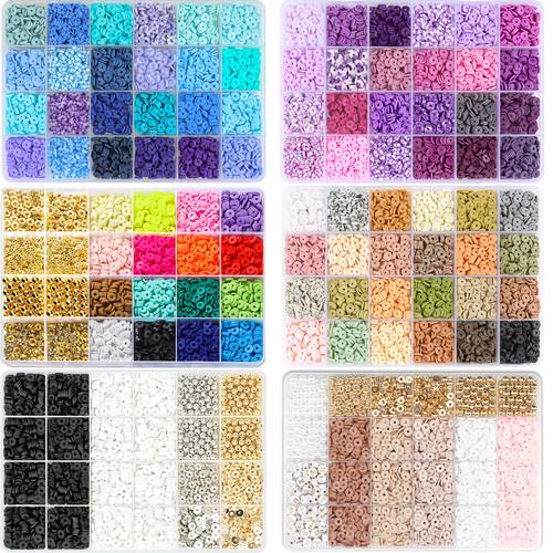 24 grid clay bead set bracelet making kit flat circular polymer clay washer bead belt bead tool suitable for making birthday parties thanksgiving christmas perfect friendship jewelry gift set