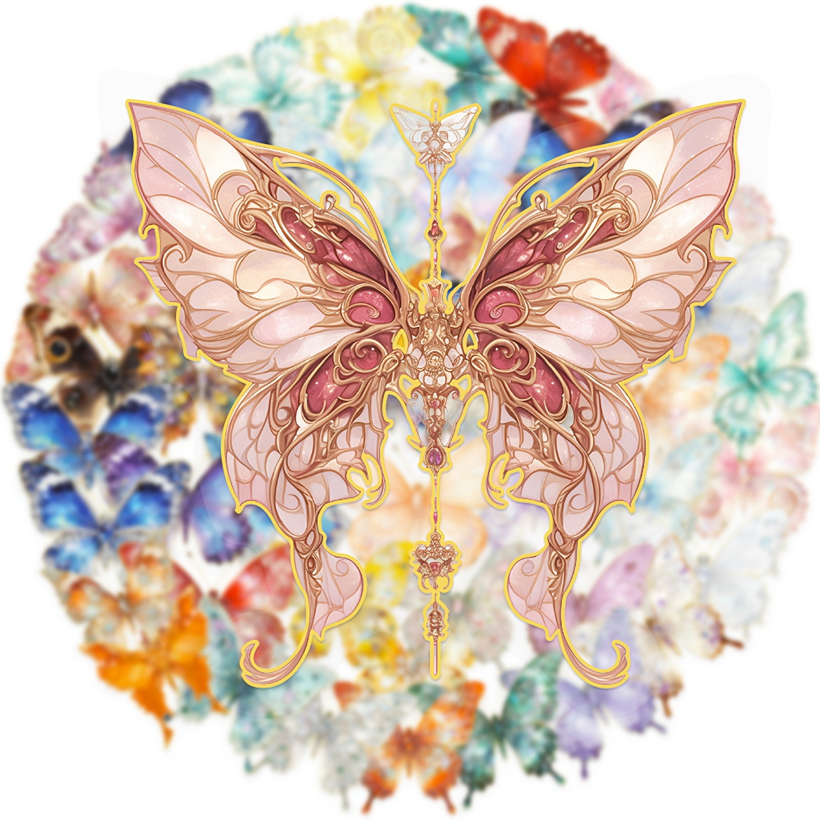 Image of 50pcs Gemstone Stickers, Luxurious Decoration Theme Stickers. Ideal For Laptop, Water Bottle, Phone, Journal, , Bumper, Skateboard, Motorcycle, Luggage
