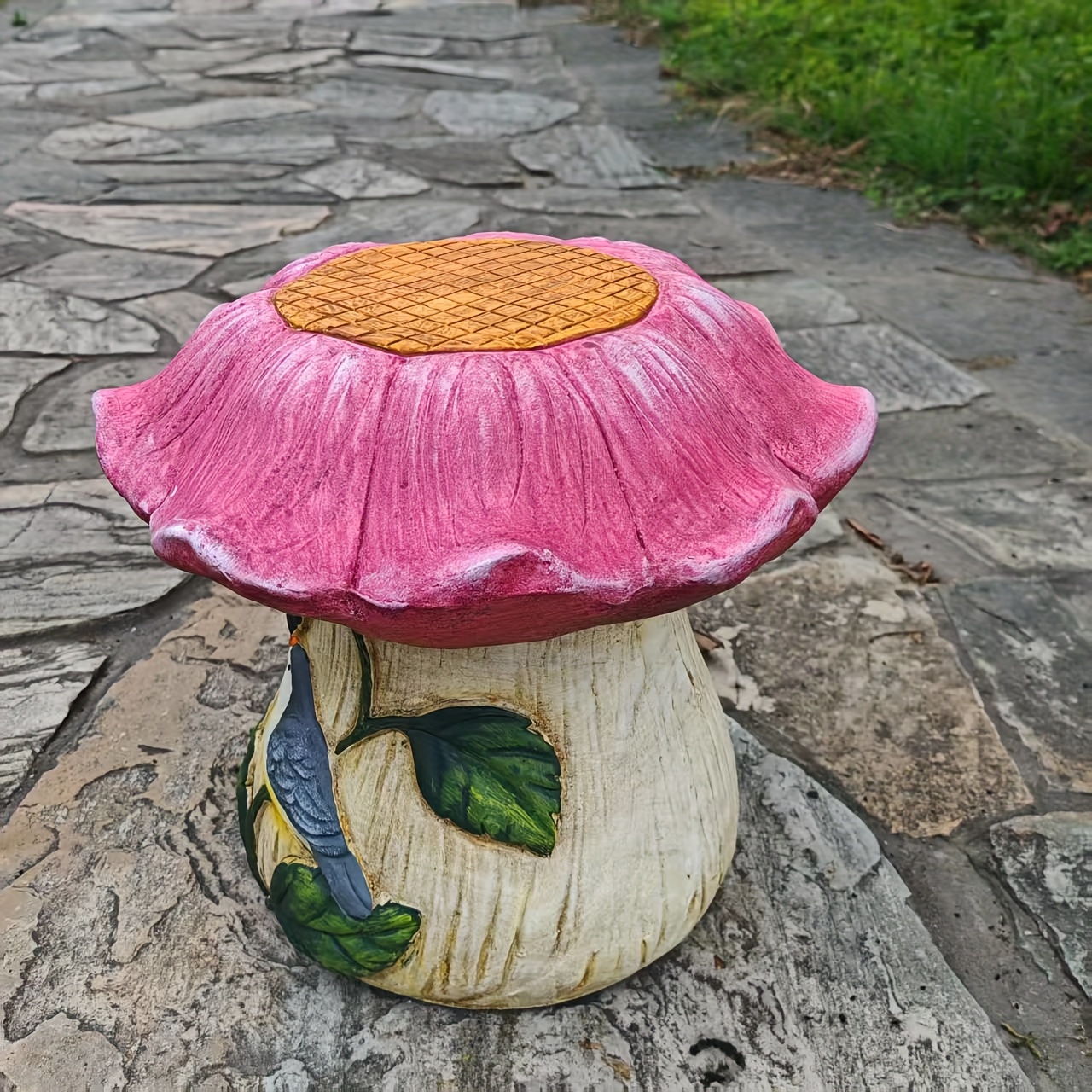 red flower sculpture stool vine bird accents – Temu Bahrain