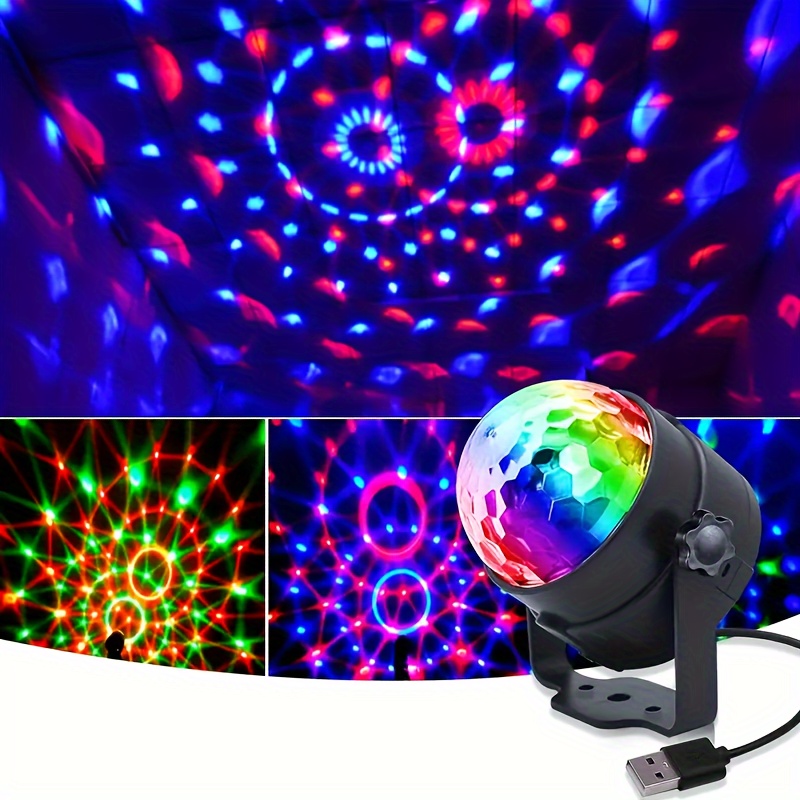 Mini Boule Disco, Lumière de fête Jeux de Lumière, 7 RGB à Commande Sonore  Projecteur LED Commande Vocale, Effet de Lumière Disco pour Fête, Noël,  Bar, Club, DJ, Enfants : : Instruments