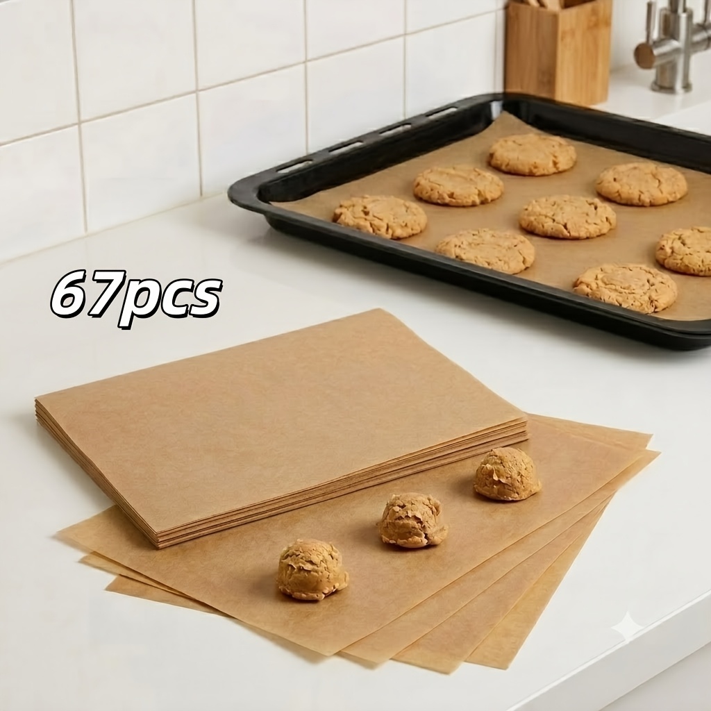 TEMU 67 Sheets Heavyweight High-quality Baking Paper, Suitable For, Cakes, Bread, Pies, And Pizzas, Heat-resistant For Oven And Air Fryer, And