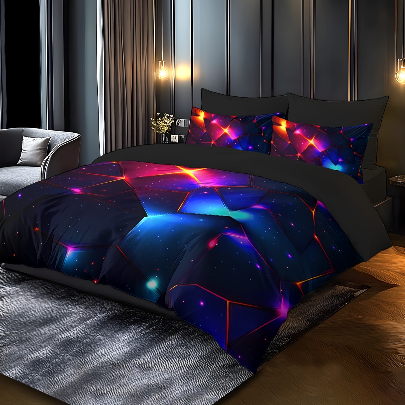 TEMU 2/3pcs 2D Plat Saint-Valentin, Ciel Étoilé Rêveur, de Roche, Motif Iridescent Toutes , Literie Ultra-Douce Imprimé Numérique Brossé, Tissu