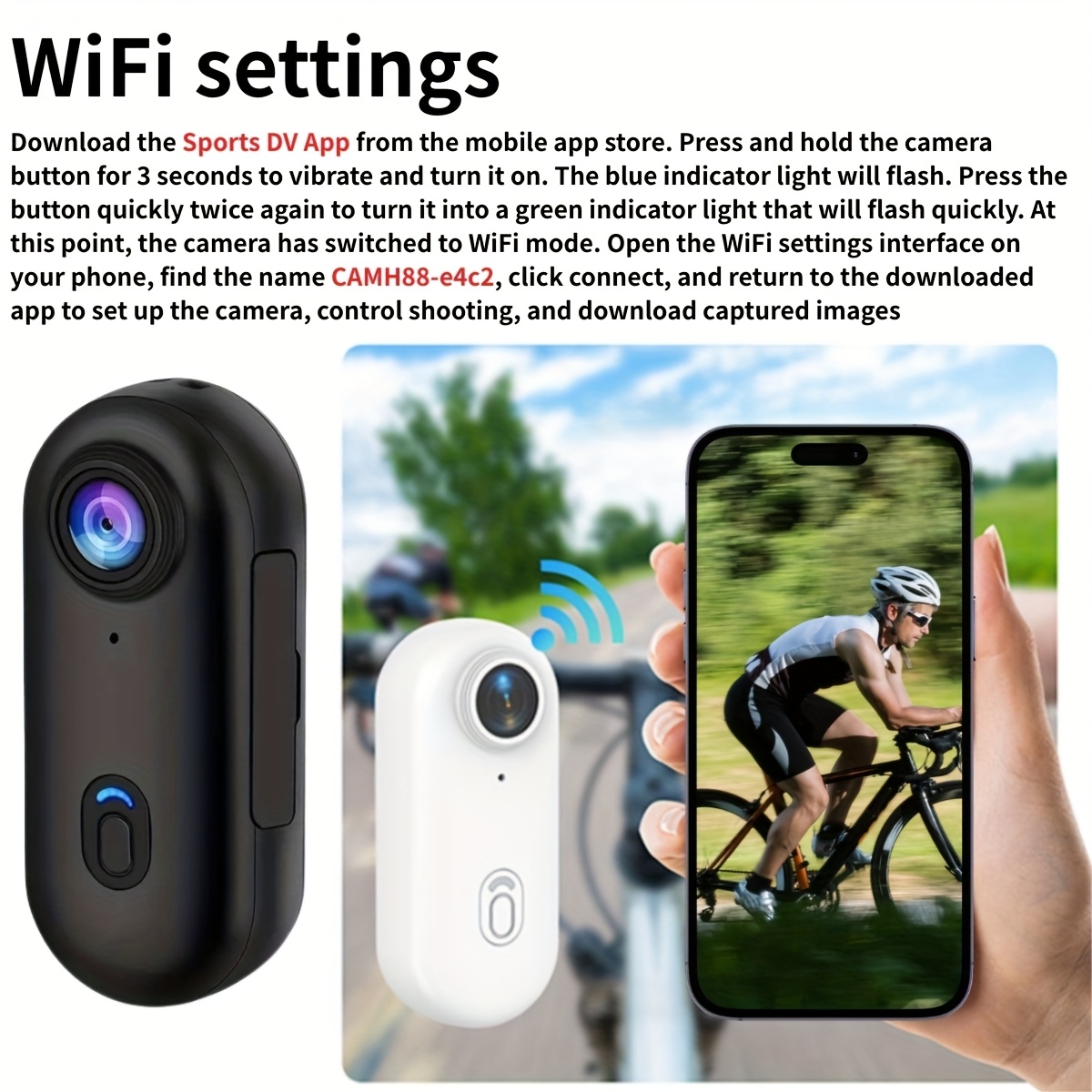 Cámara de acción 1080P, con Wifi y hebilla magnética, cámara deportiva que se conecta a través de la aplicación móvil, cámara corporal compacta, grabadora de video portátil y wearable que incluye una tarjeta de memoria TF de 64GB, ideal para viajes y aventuras deportivas