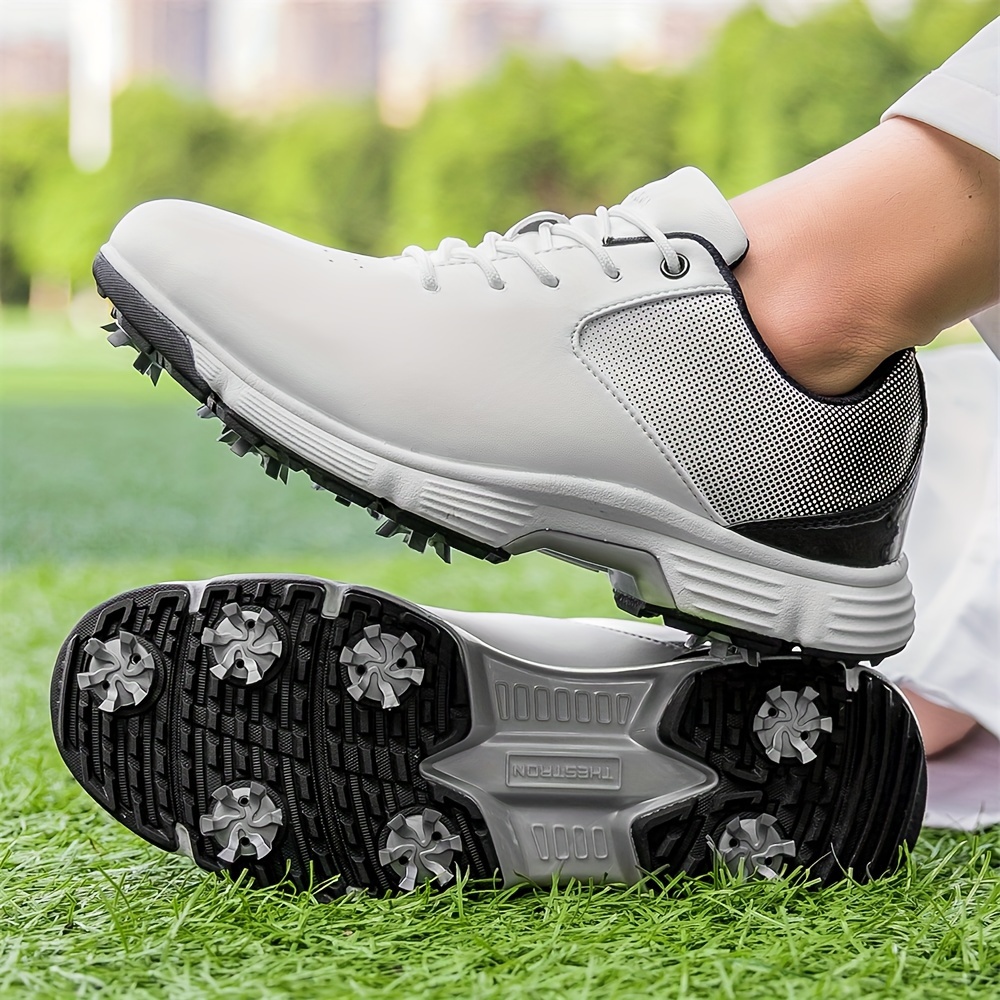 *'s Professional Golf Shoes with Spikes, High Quality Non-Slip,  Comfortable Training Sneakers for White Neon Green, Large