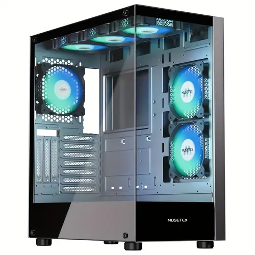 pc case 6 pwm argb fans pre atx tower computer case with dual tempered glass type c black k2n6
