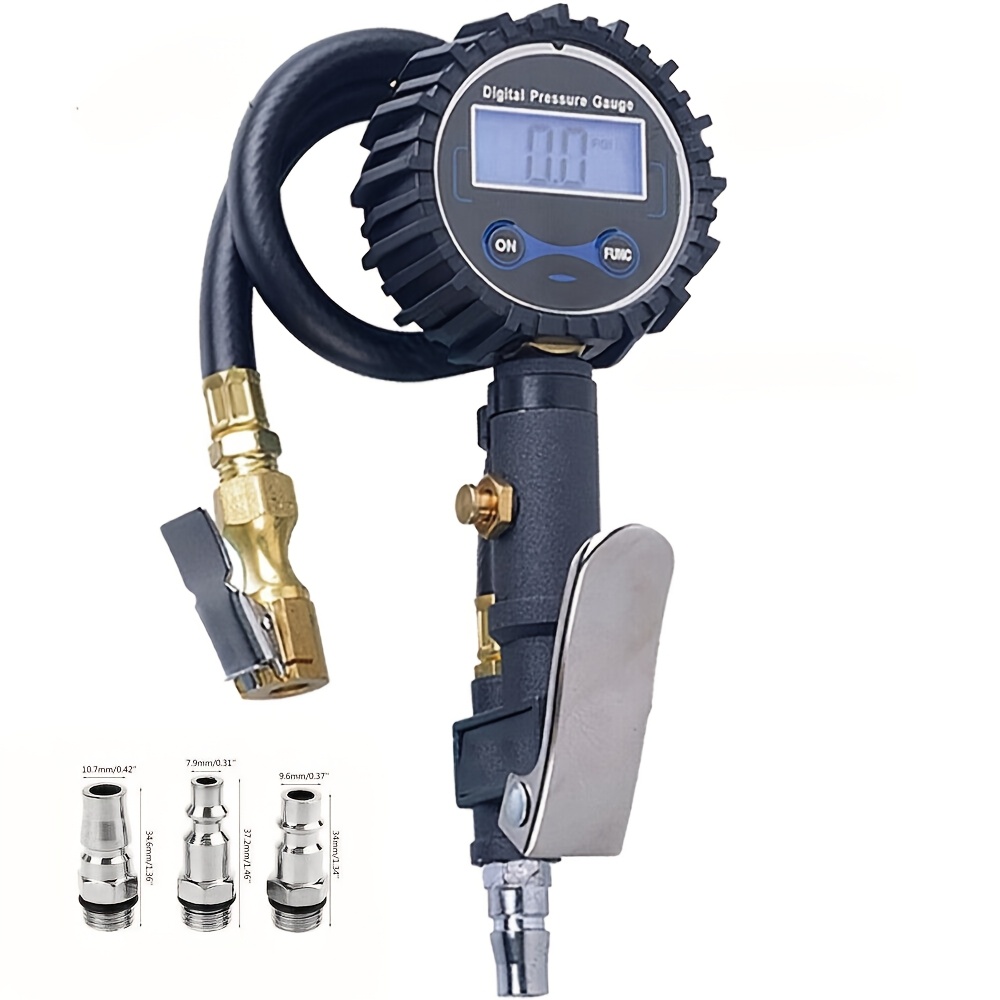 TEMU Digital Tire Inflator With Pressure Gauge - 200 Psi (with 3pcs Connector)