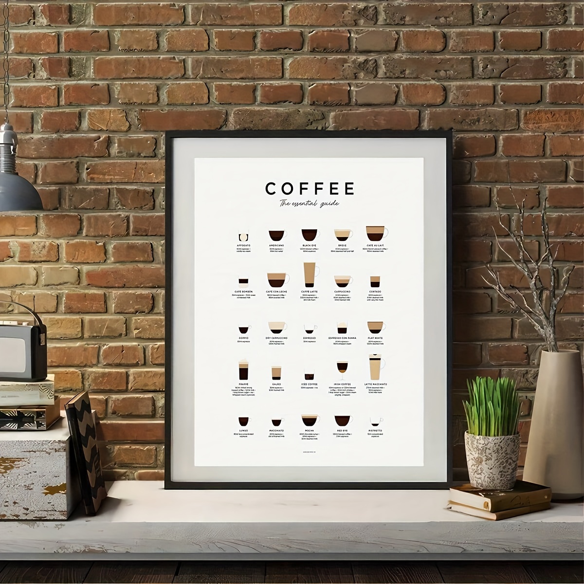 

1pc 30x40cm (11.81x15.75in) With Frame Canvas Painting Coffee Must-have Guide Poster, Coffee Mug Chart Table Poster, Coffee Lover Poster, Living Room Bedroom, Kitchen Room