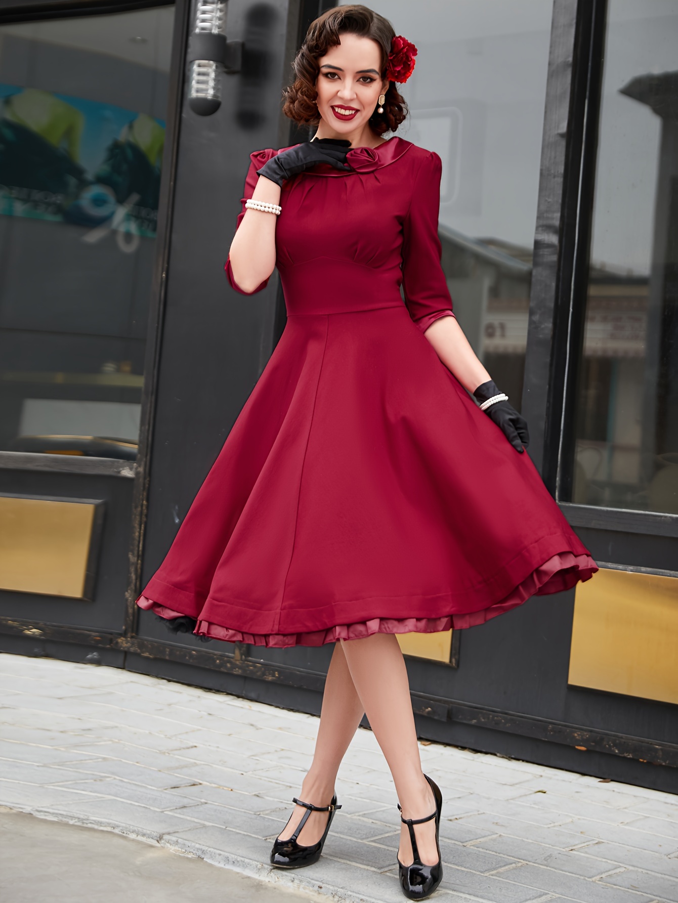 Abito Elegante Abito Lungo Anni 50 Come Vestirsi Moda Anni 50 Pin Up Stile  Abiti Pin, image size:800x1066