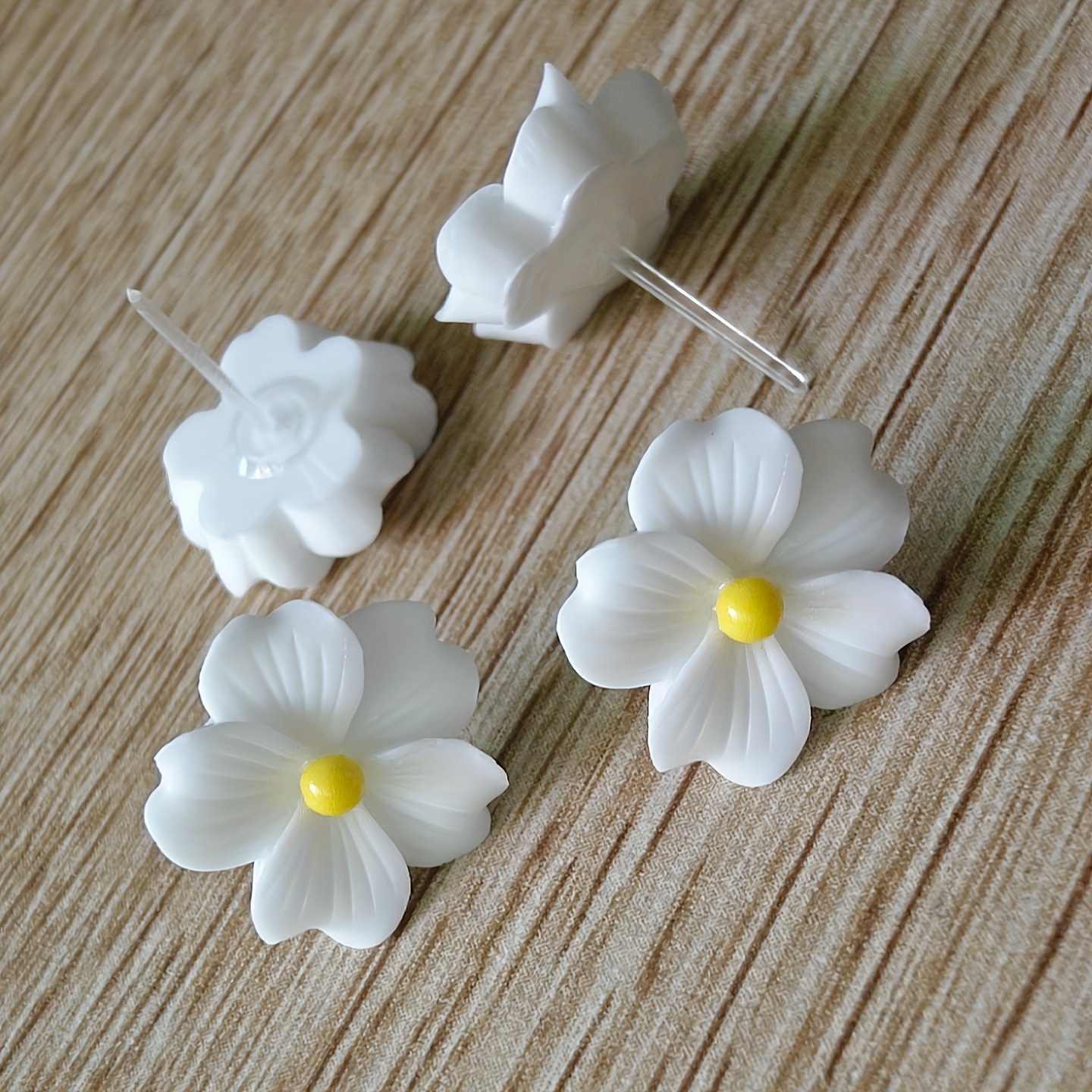 8pcs Pastel Floral Earrings Resin Plastic Post Dainty Five Petal Designs