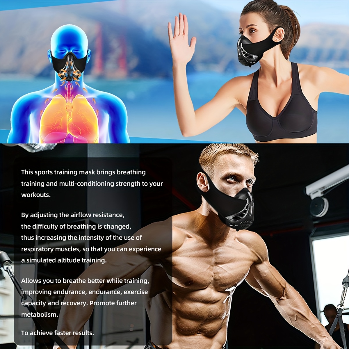 1pc High-Altitude Mask, Fitness Training Mask, Suitable for Gym Workouts, Aerobic Exercises, Fitness, Running, And Endurance Training