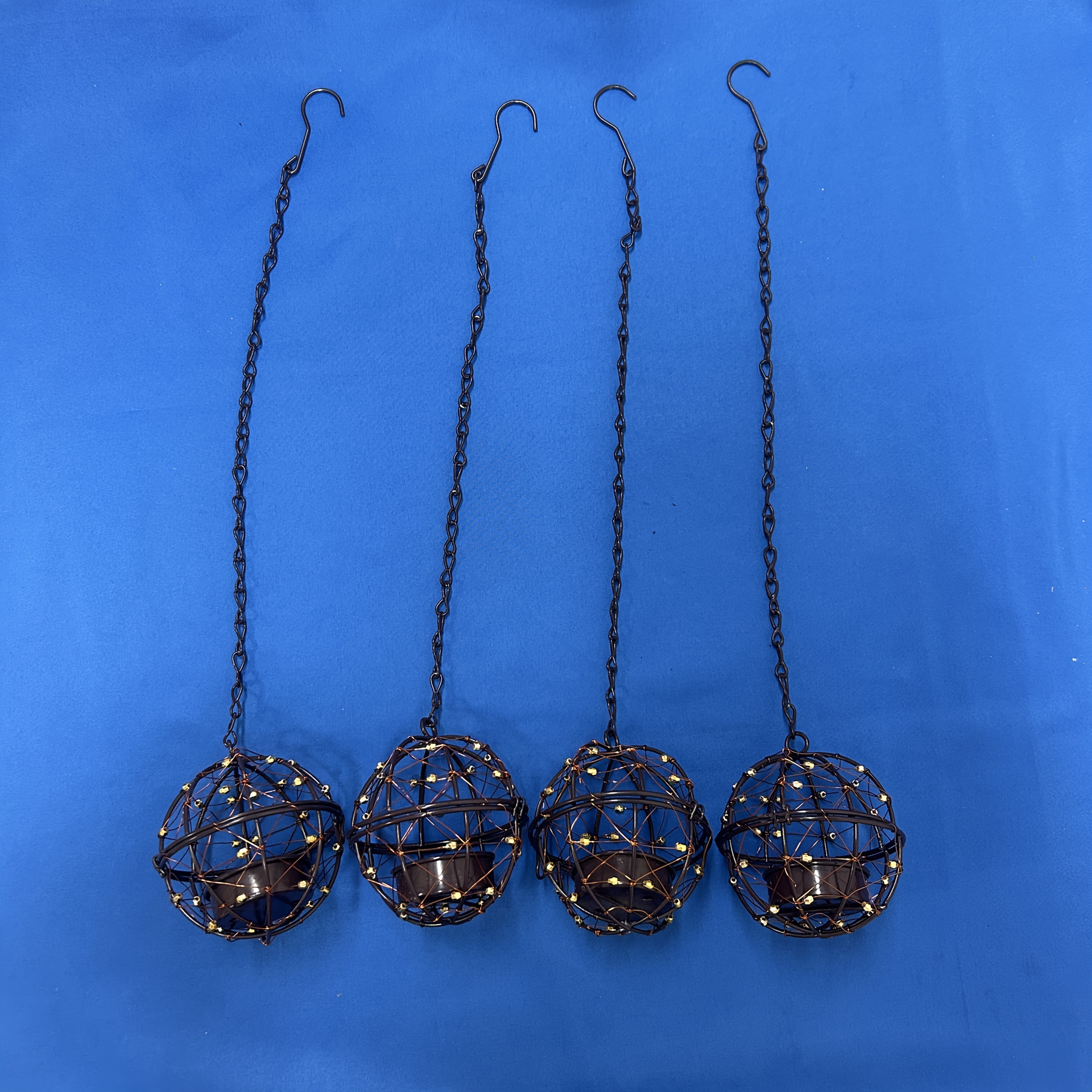 TEMU Hanging Lantern, Beaded Wire Spherical Lamp Holder, For Display With Candle Lights, Candle Holder, Candle Lights Not Included, Only Candle