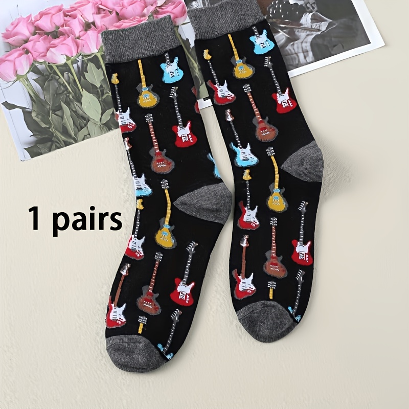 TEMU 3/2/1 Pair Black Gray Mid-calf Women's Autumn Winter Trendy Calf Socks