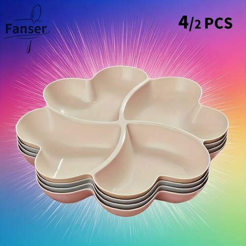 4 2pcs snack divider tray set 4 tier round pp plastic condiment appetizer dish bar for chips and dipping sauce nuts dessert storage box with multiple compartments reusable plastic dessert for family weddings outdoor use beige blue green
