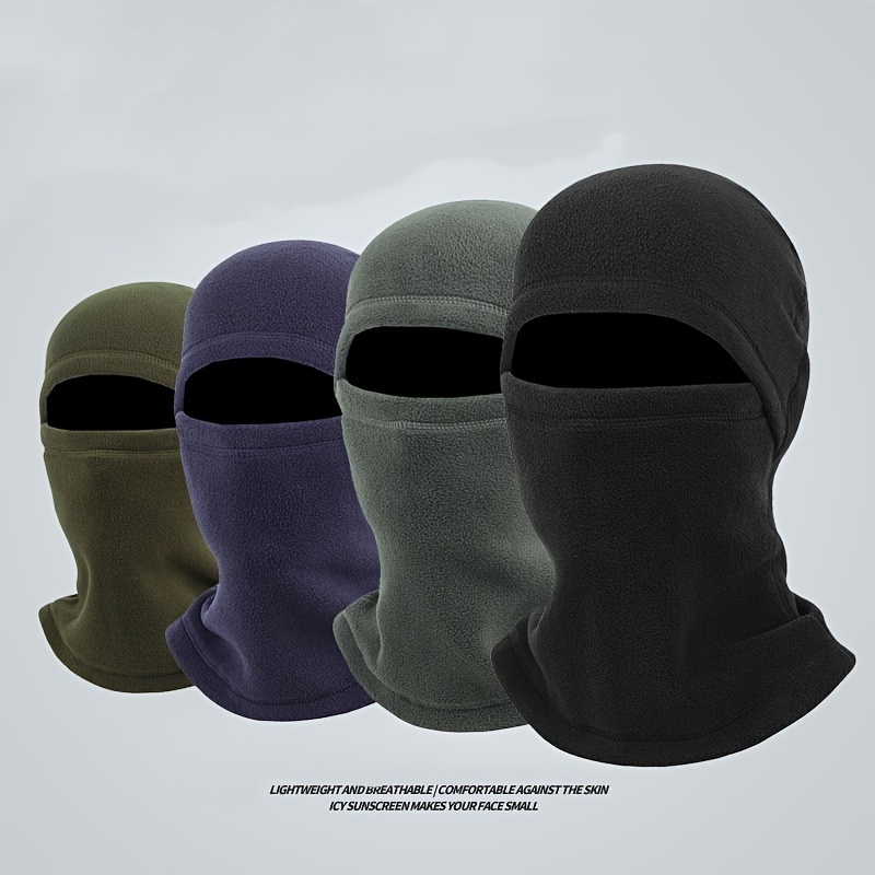 

Polar Fleece Balaclava - Windproof, Ski Mask With Neck Warmer For Cold Weather Cycling, Black, Winter Clothes