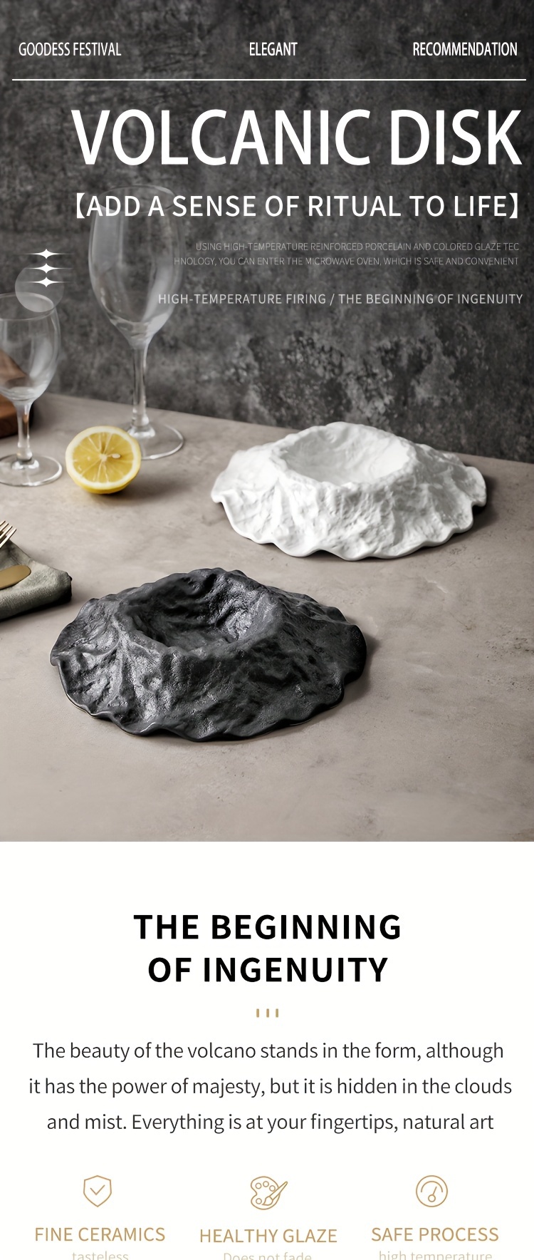Elegant Ceramic Serving Platter - Rectangular, Versatile for Steak, Breakfast, Desserts & Salads - Perfect for Home and Restaurant Use