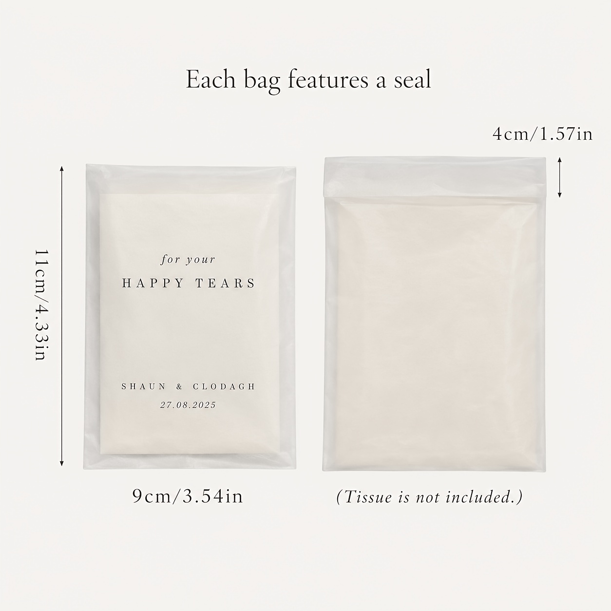 TEMU Gift For Her/him Personalized Custom Bags, Frosted Self Seal Empty Wedding Tissue Pouches, 9x11cm Minimalist Favor Sleeves For Wedding Guests,
