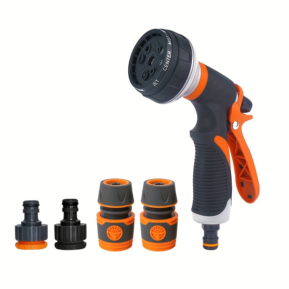 

Abs Resin 8 Pattern Garden Hose Nozzle With Quick Connect Attachments - Car Wash, Watering, Cleaning Heavy-duty Spray Gun
