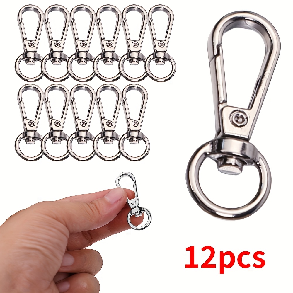 12pcs Rotatable Hooks, Mini Storage Keychains, Alloy Hanging Craft, Suitable For Keychains, Bag Charms, Holiday Ornaments